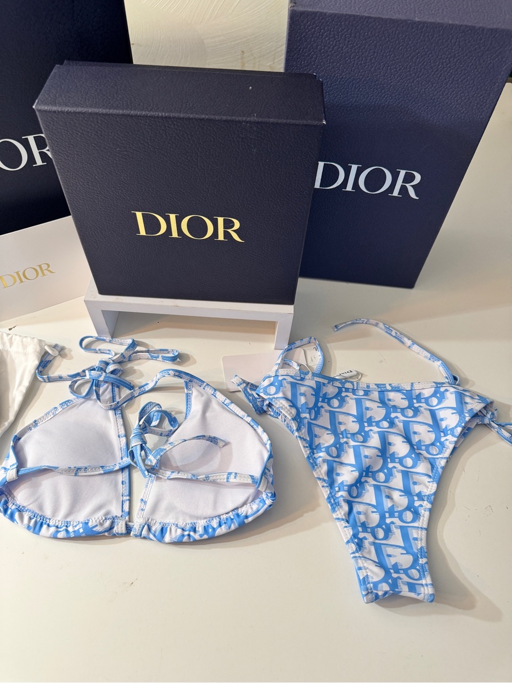 Christian Dior Blue & White Bikini. Comes with original box,Dustbag and Atomiz - Picture 5 of 5